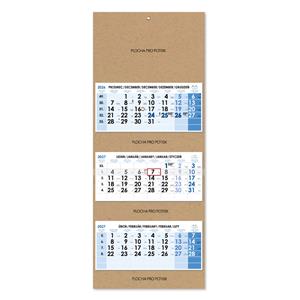 Trzymiesięczny kalendarz Trio Kraft składany czeski 2027 - niebieski