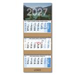 Trzymiesięczny kalendarz Trio Kraft składany czeski ze spiralą 2027 - niebieski