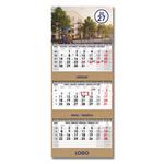 Trzymiesięczny kalendarz Trio Kraft składany czeski ze spiralą 2027 - szary