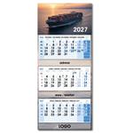 Trzymiesięczny kalendarz Trio składany czeski 2027 - niebieski