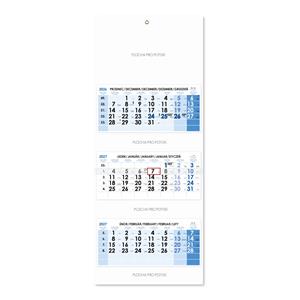 Trzymiesięczny kalendarz Trio składany czeski 2027 - niebieski