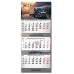 Trzymiesięczny kalendarz Trio składany czeski 2027 - szary