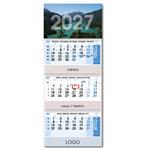 Trzymiesięczny kalendarz Trio składany czeski ze spiralą 2027 - niebieski