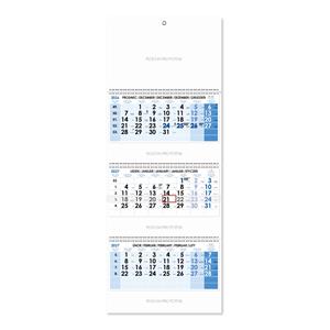 Trzymiesięczny kalendarz Trio składany czeski ze spiralą 2027 - niebieski