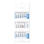 Trzymiesięczny kalendarz Trio składany czeski ze spiralą 2027 - niebieski