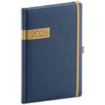 Tygodniowy kalendarz książkowy 2026 A5 Twill - niebiesko-złoty