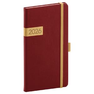 Tygodniowy kalendarz książkowy kieszonkowy 2026 Twill - bordowo-złoty