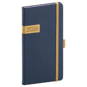 Tygodniowy kalendarz książkowy kieszonkowy 2026 Twill - niebiesko-złoty