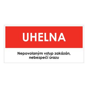 UHELNA, červená, samolepka, 190x90 mm