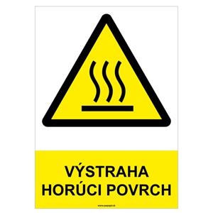 Výstraha! Horúci povrch - bezpečnostná tabuľka, plast 2 mm - A4