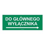 W PRAWO DO GŁÓWNEGO WYŁĄCZNIKA, płyta PVC 2 mm, 210x80 mm