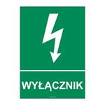 WYŁĄCZNIK, płyta PVC 1 mm, 210x297 mm