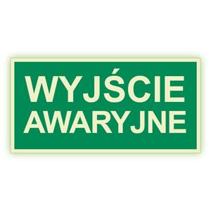 Wyjście awaryjne - fotoluminescencyjny znak, naklejka 400x200 mm