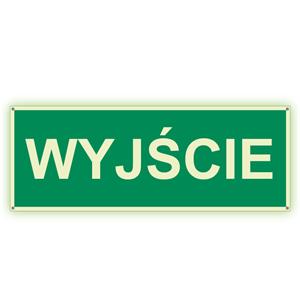 Wyjście - fotoluminescencyjny znak z dziurkami, płyta PVC 2 mm 200x75 mm