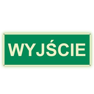 Wyjście - fotoluminescencyjny znak z dziurkami, płyta PVC 2 mm 300x120 mm