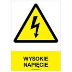 WYSOKIE NAPIĘCIE - znak BHP, naklejka A4