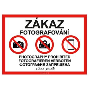 Zakaz fotografowania - Znak BHP, płyta PVC A5, 0,5 mm