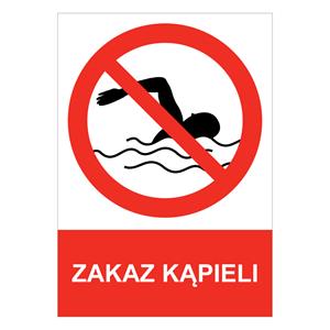 ZAKAZ KĄPIELI - znak BHP, naklejka A5