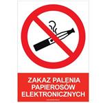 ZAKAZ PALENIA PAPIEROSÓW ELEKTRONICZNYCH - znak BHP, naklejka A5