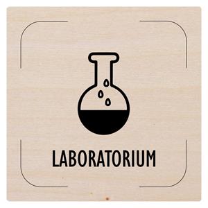Znak drzwi - Laboratorium - piktogram, płyta drewniana, 80 x 80 mm