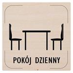 Znak drzwi - Pokój dzienny - piktogram, płyta drewniana, 80 x 80 mm